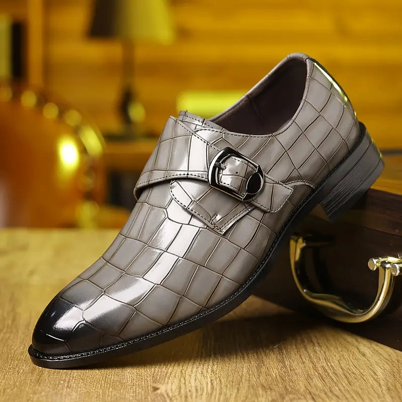 Solorfit | Crocodile-Pattern Slip-On Loafers for Men - Stylish Buckle Details & Edition Toe