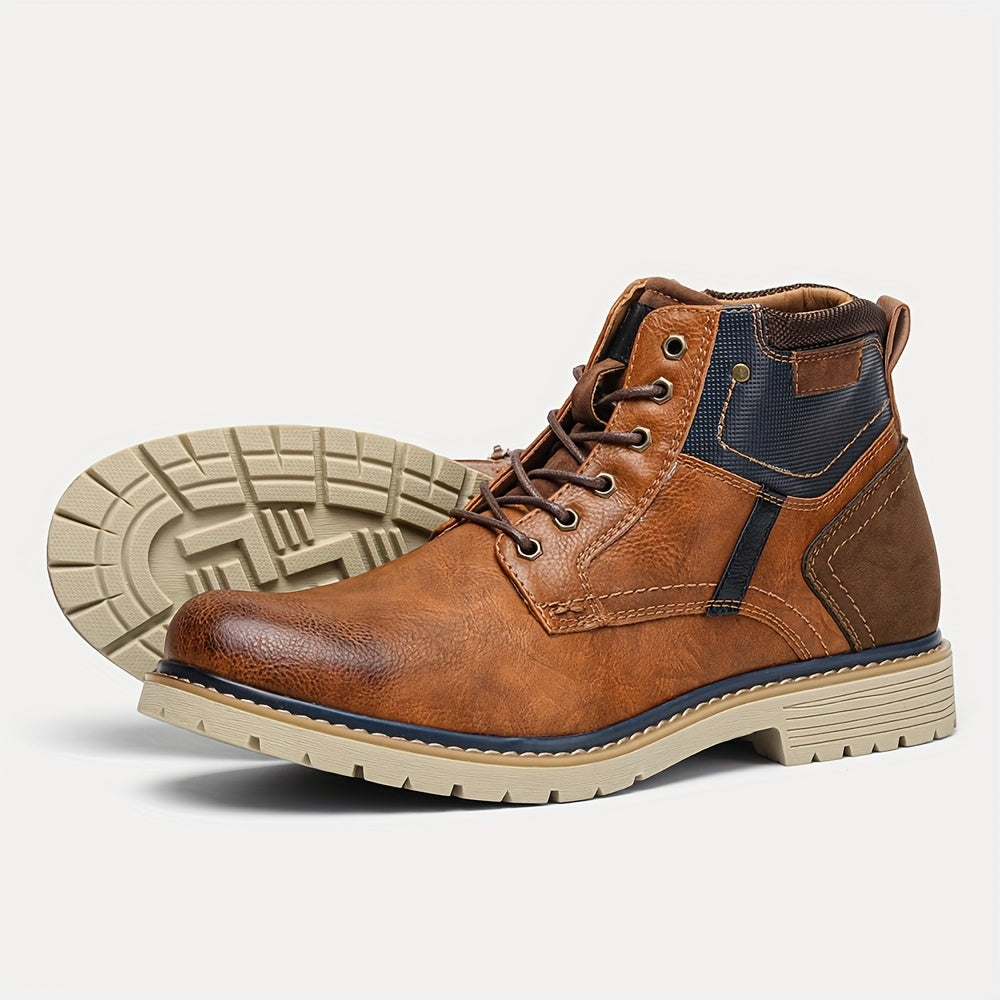 Men Vintage Men Boots with a PU Upper, Rubber Sole, And Inner Edition