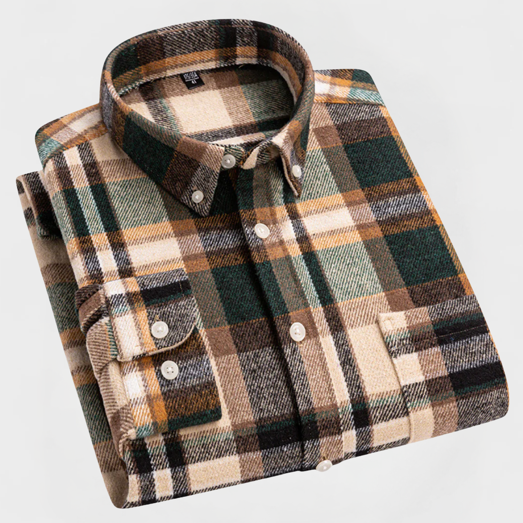 The Contemporary Gentleman's Flannel Pattern Button Blouse