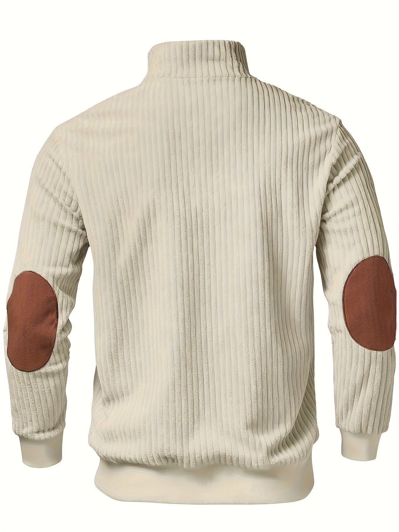 Half-Zip Retro Pullover Sweater for Men - Ribbed Patchwork Edition