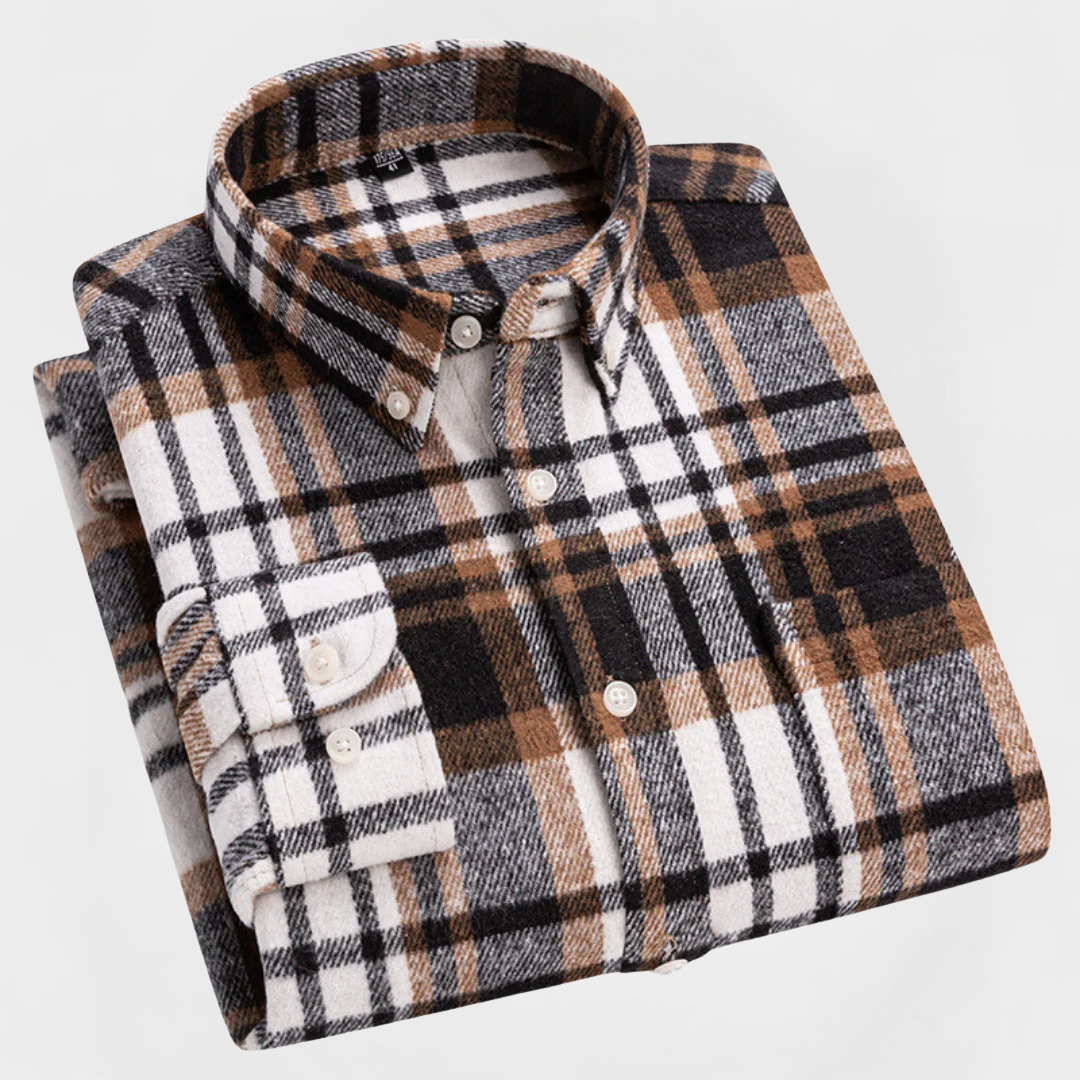 The Contemporary Gentleman's Flannel Pattern Button Blouse