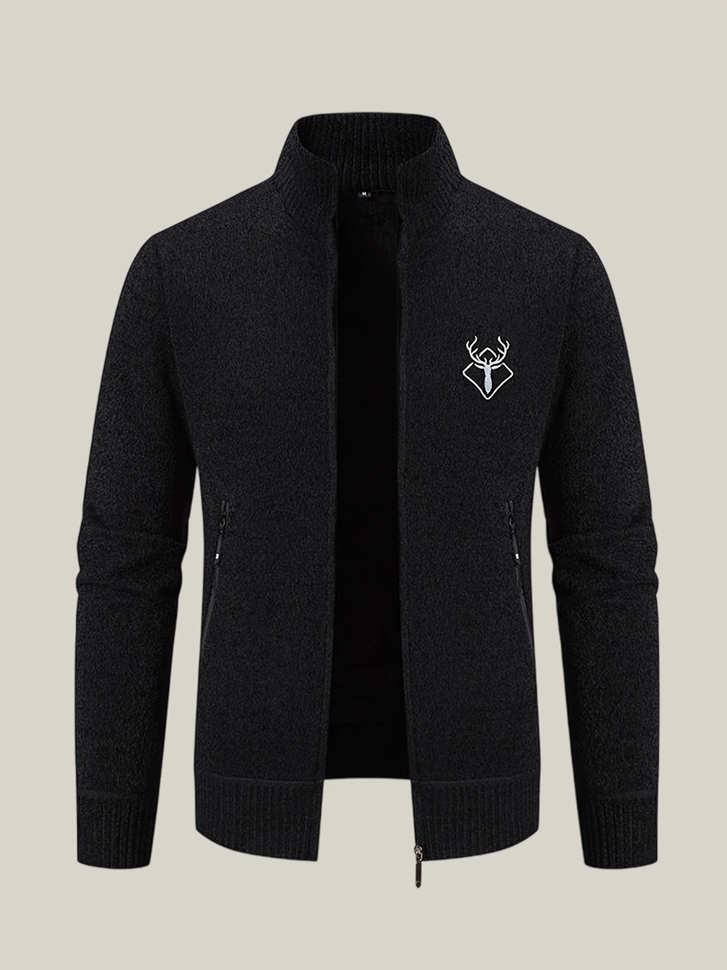 Men Lightweight Zip-Up Cardigan - Stand Collar Sweater Edition