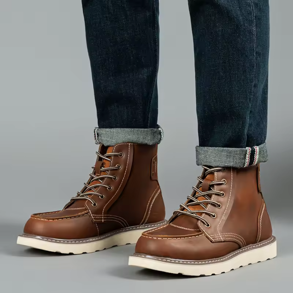 Lorennzi | Men's Genuine Boots - Retro Style Casual Lace-Up Ankle Boots