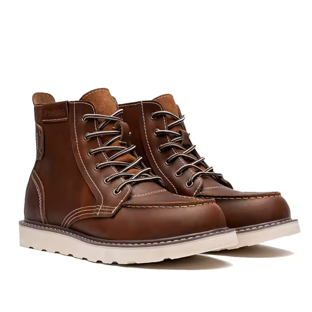 Lorennzi | Men's Genuine Boots - Retro Style Casual Lace-Up Ankle Boots