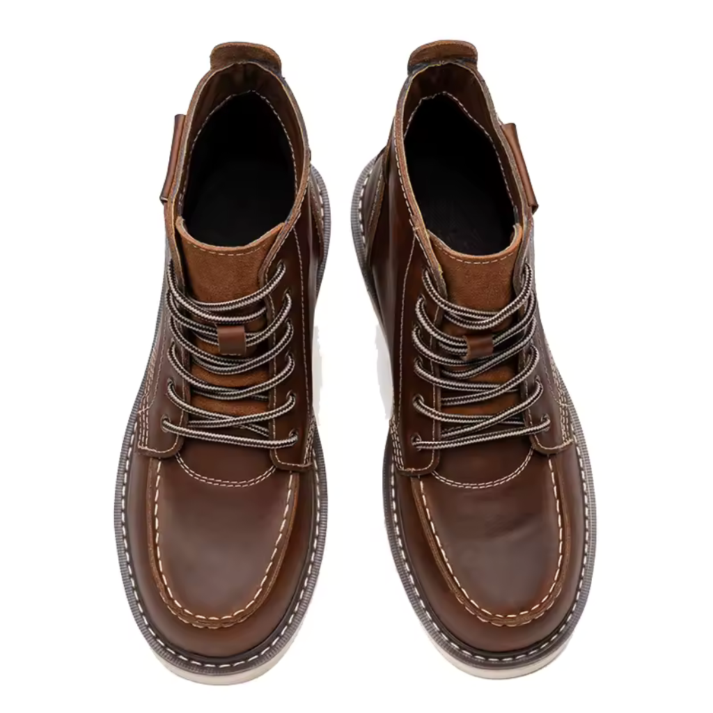 Lorennzi | Men's Genuine Boots - Retro Style Casual Lace-Up Ankle Boots