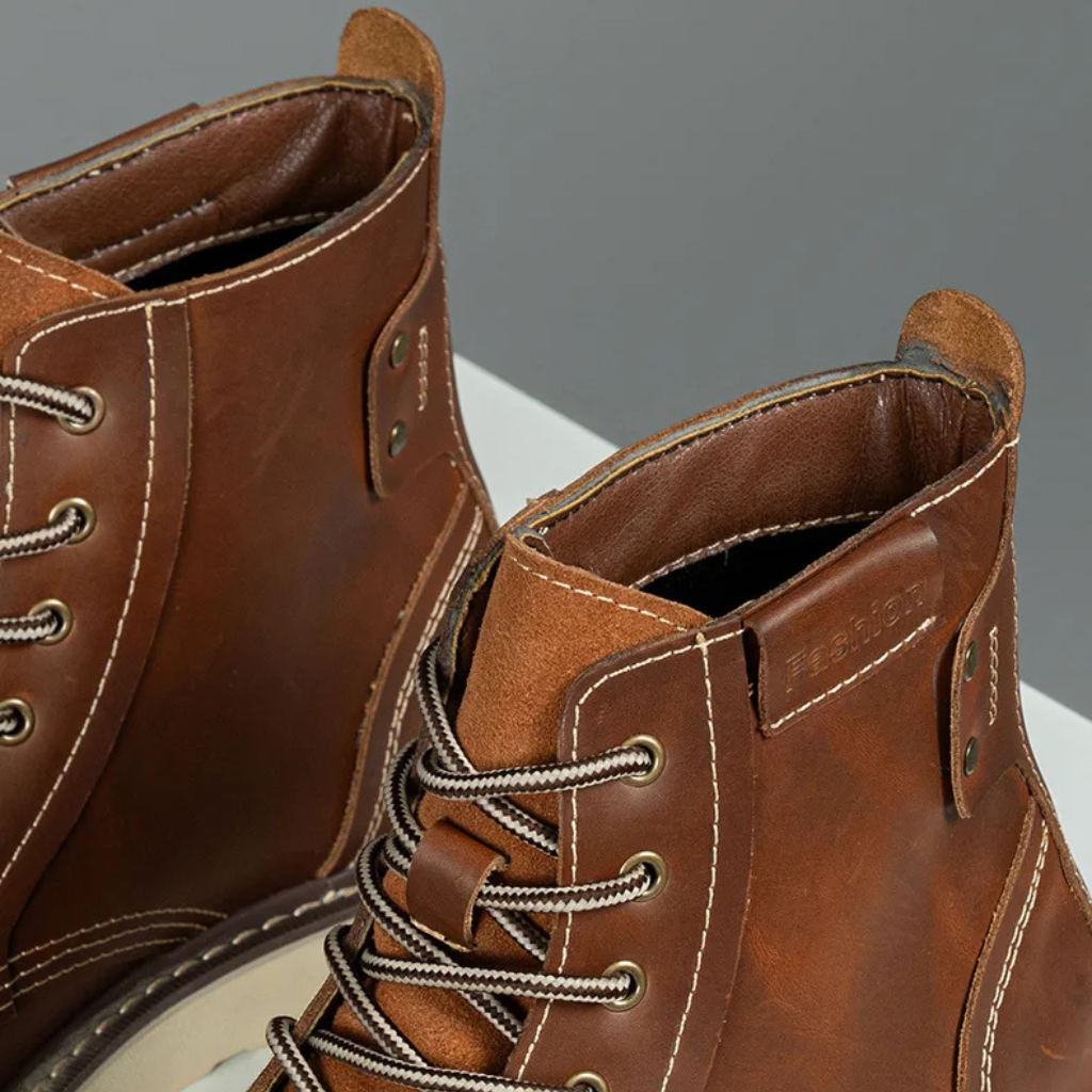 Lorennzi | Men's Genuine Boots - Retro Style Casual Lace-Up Ankle Boots