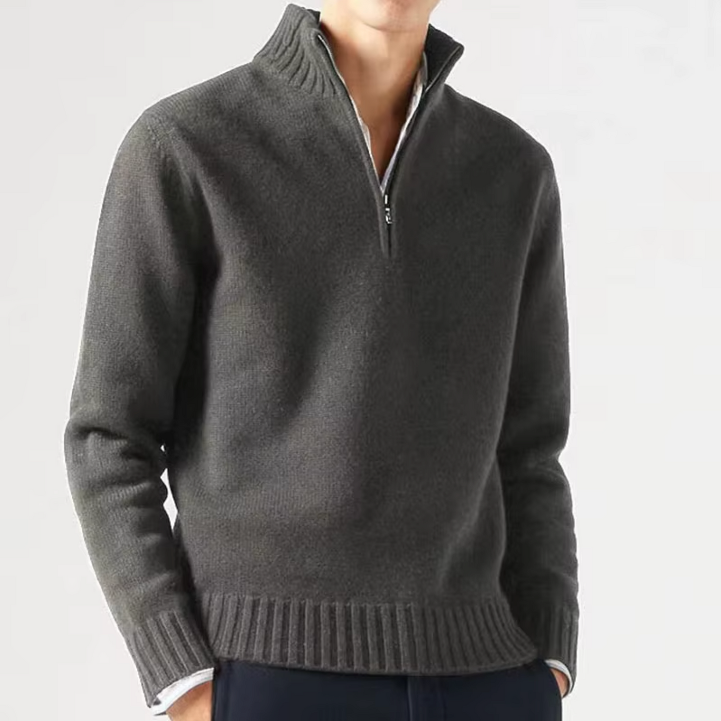 Lucien Men's Half Zip-Neck Cashmere Sweater - Trucker Style Edition