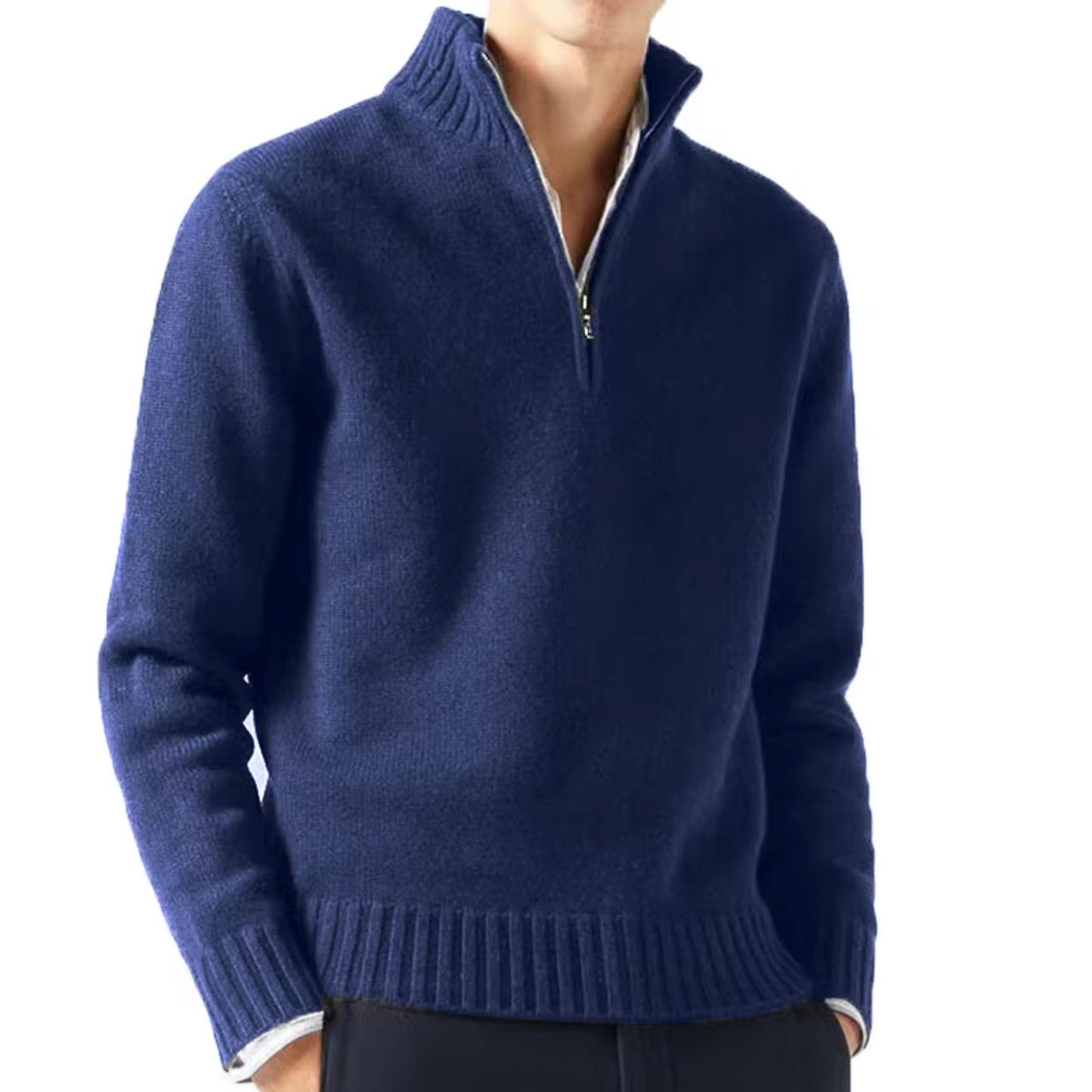 Lucien Men's Half Zip-Neck Cashmere Sweater - Trucker Style Edition