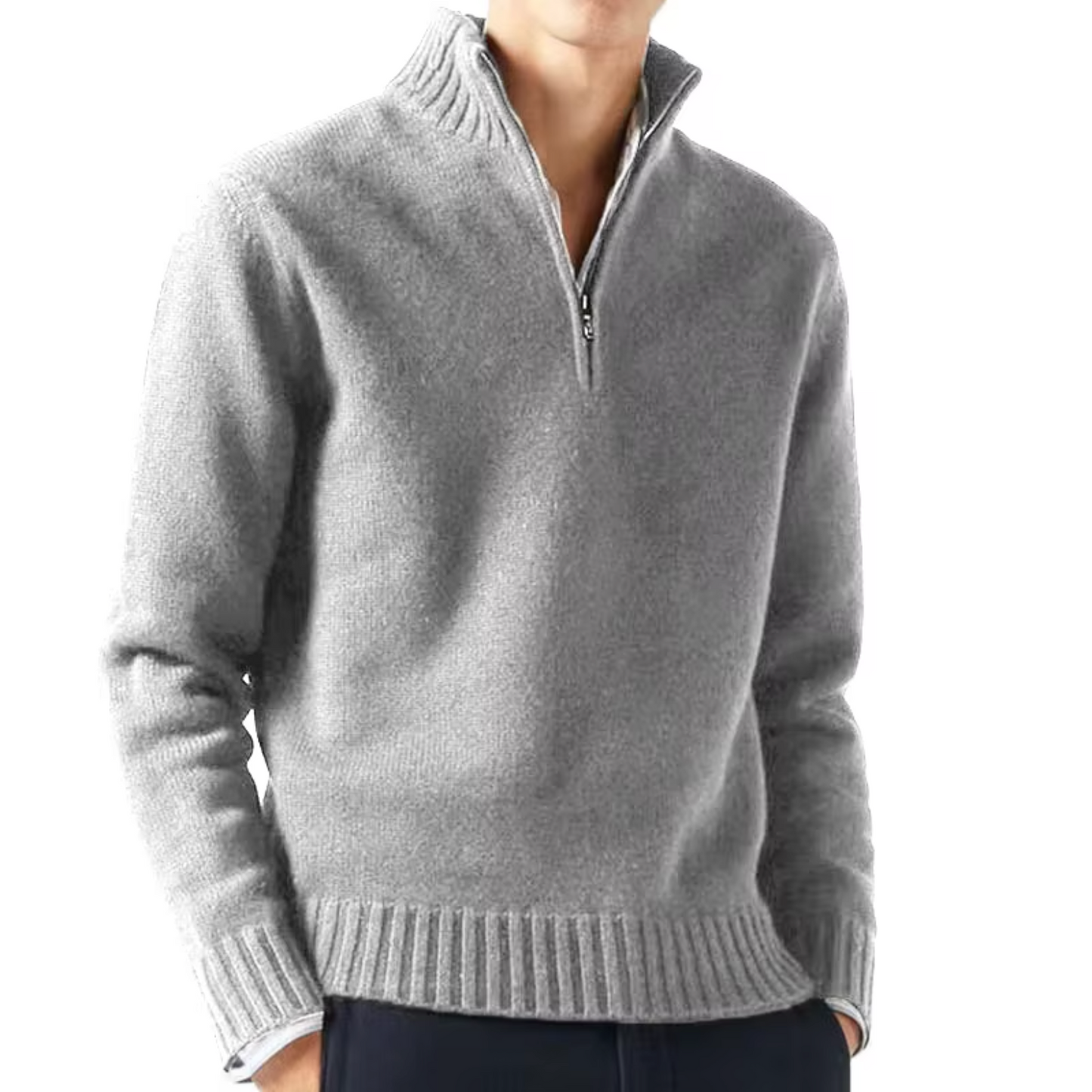 Lucien Men's Half Zip-Neck Cashmere Sweater - Trucker Style Edition