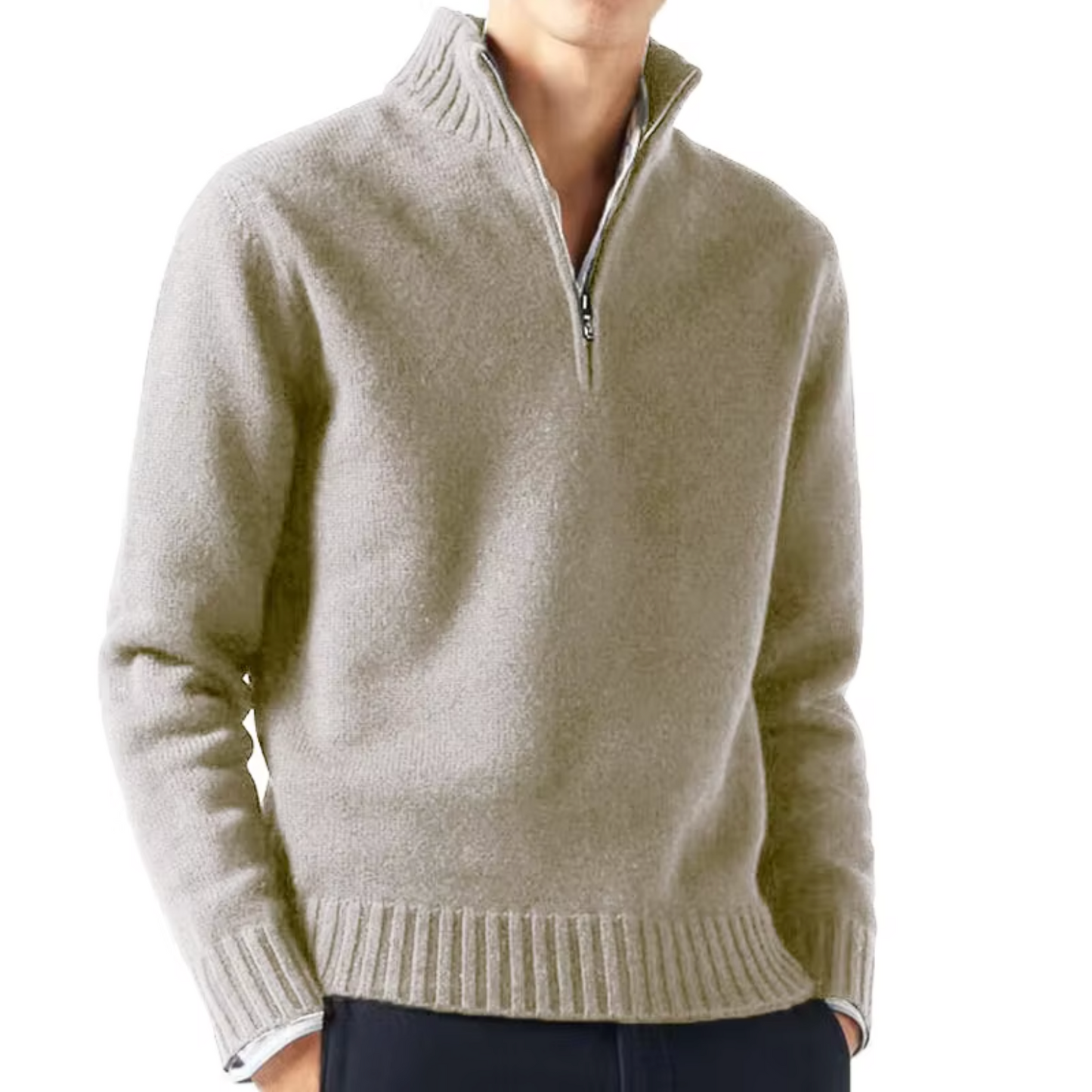 Lucien Men's Half Zip-Neck Cashmere Sweater - Trucker Style Edition