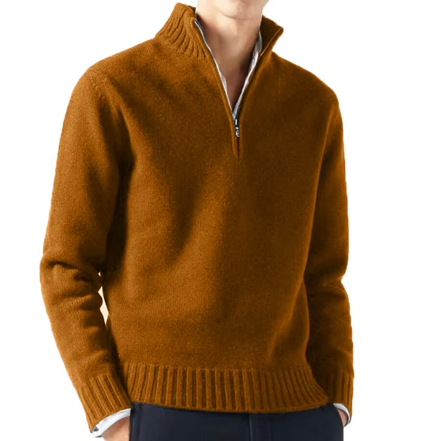 Lucien Men's Half Zip-Neck Cashmere Sweater - Trucker Style Edition