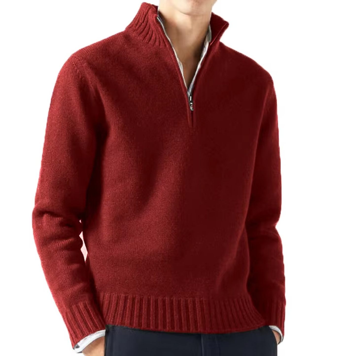 Lucien Men's Half Zip-Neck Cashmere Sweater - Trucker Style Edition
