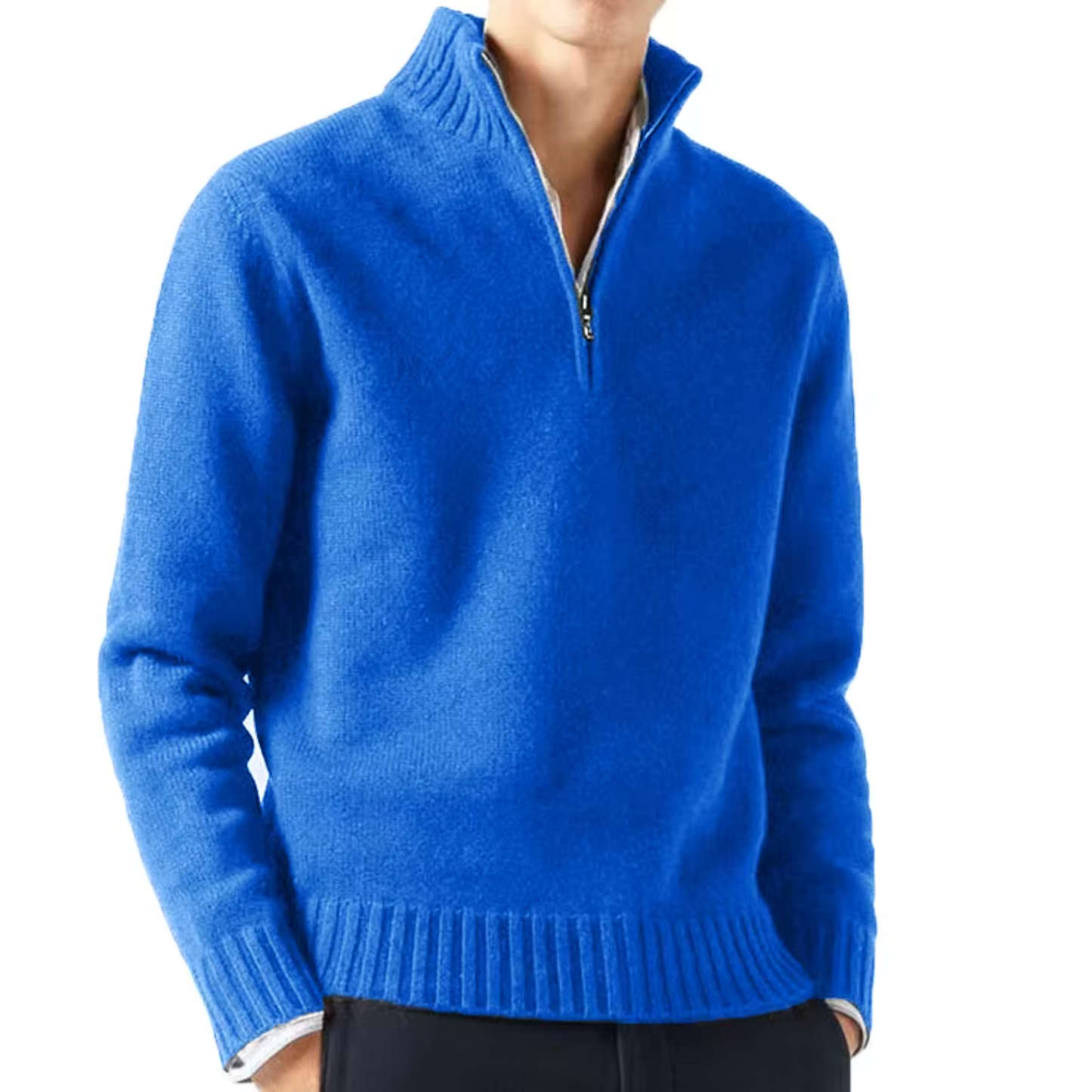 Lucien Men's Half Zip-Neck Cashmere Sweater - Trucker Style Edition