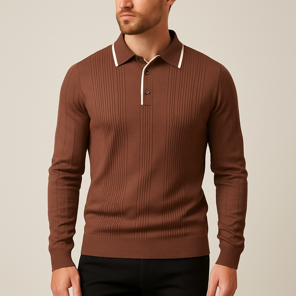 Langford Men Polo Knit Shirt Long Sleeve Edition