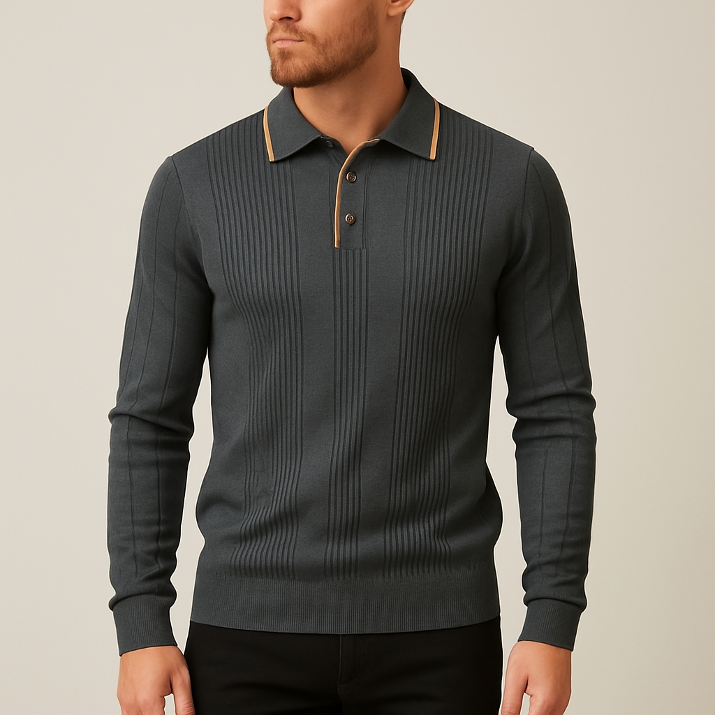 Langford Men Polo Knit Shirt Long Sleeve Edition