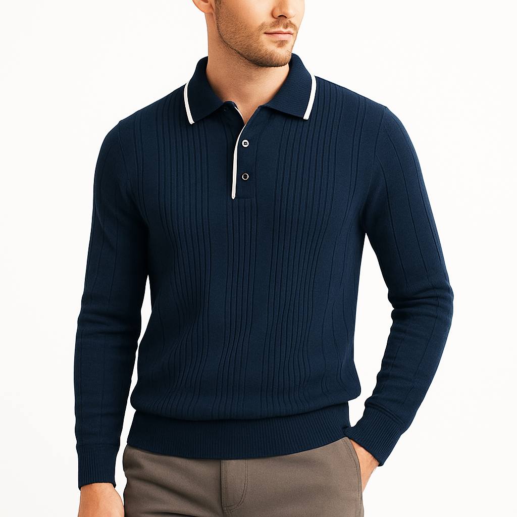 Langford Men Polo Knit Shirt Long Sleeve Edition
