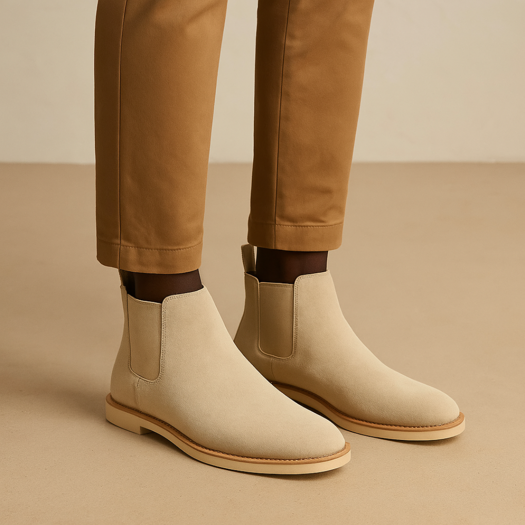 Heritage Suede Chelsea Boots for Men - Black Slip-On Boots with Elastic Sides for All-Season Versatility