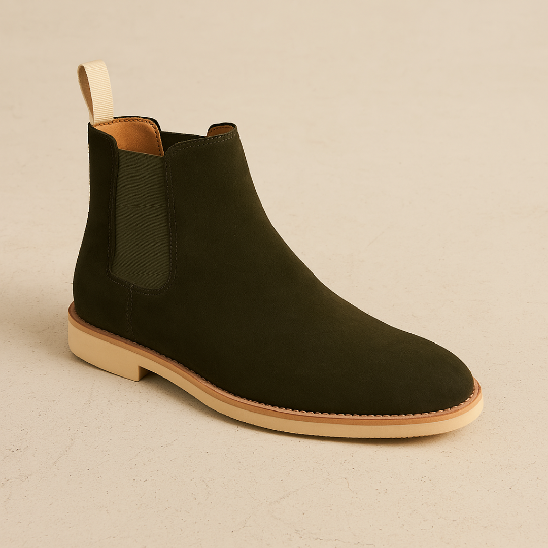 Heritage Suede Chelsea Boots for Men - Black Slip-On Boots with Elastic Sides for All-Season Versatility