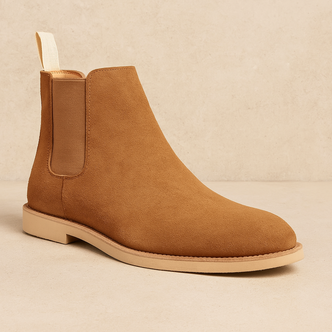 Heritage Suede Chelsea Boots for Men - Black Slip-On Boots with Elastic Sides for All-Season Versatility