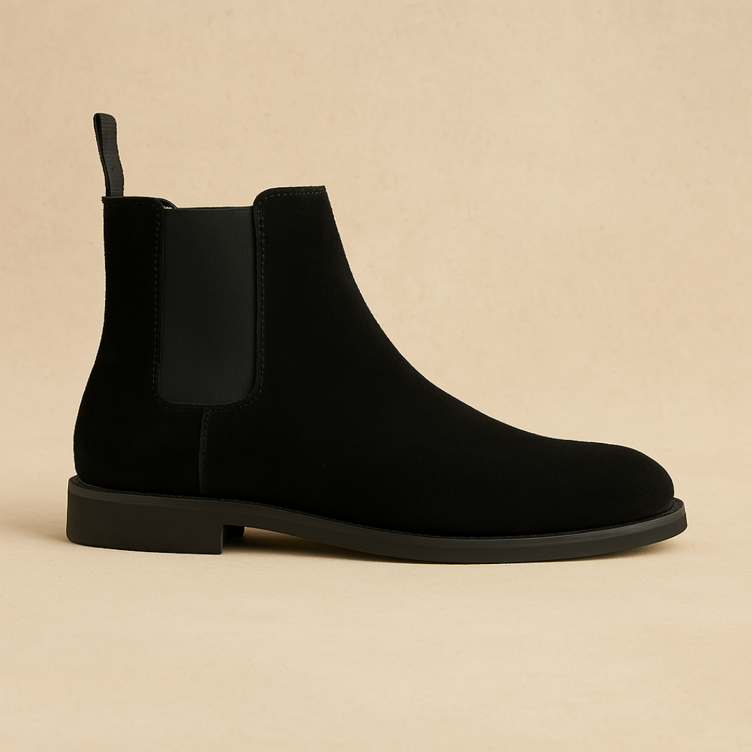 Heritage Suede Chelsea Boots for Men - Black Slip-On Boots with Elastic Sides for All-Season Versatility