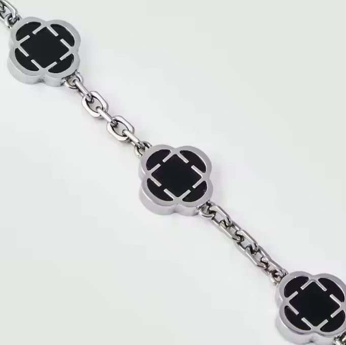 Clover Onxy Stone Bracelet Silver - Edition