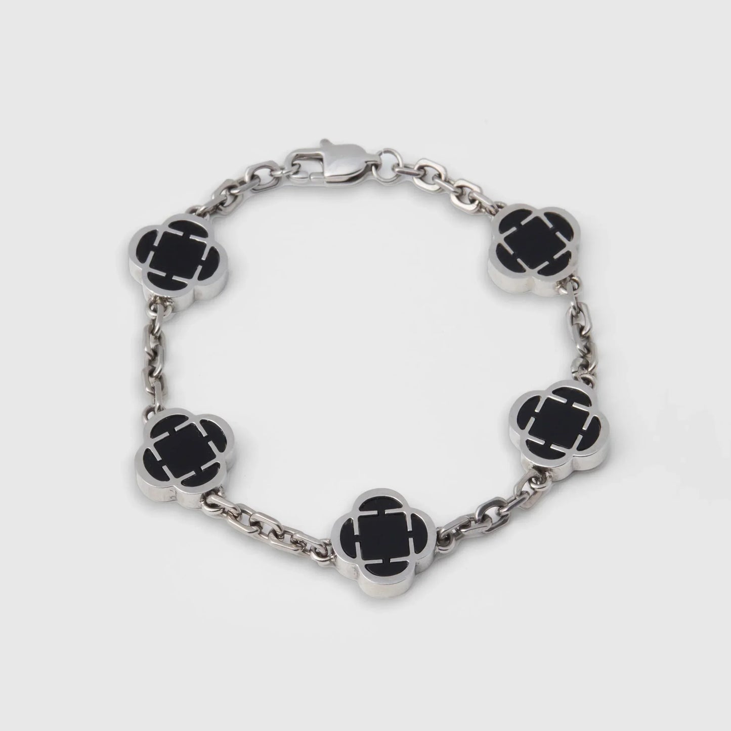 Clover Onxy Stone Bracelet Silver - Edition