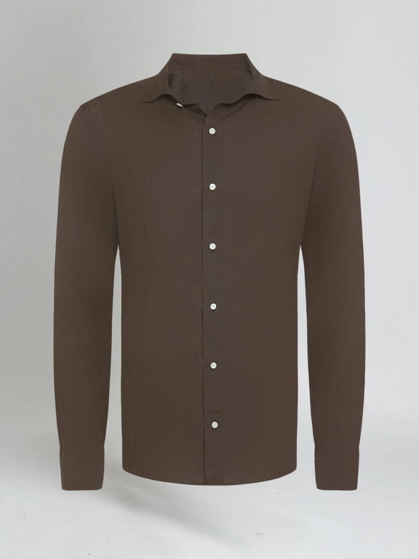 Signature Men Lightweight Linen Shirt - Deep Brown