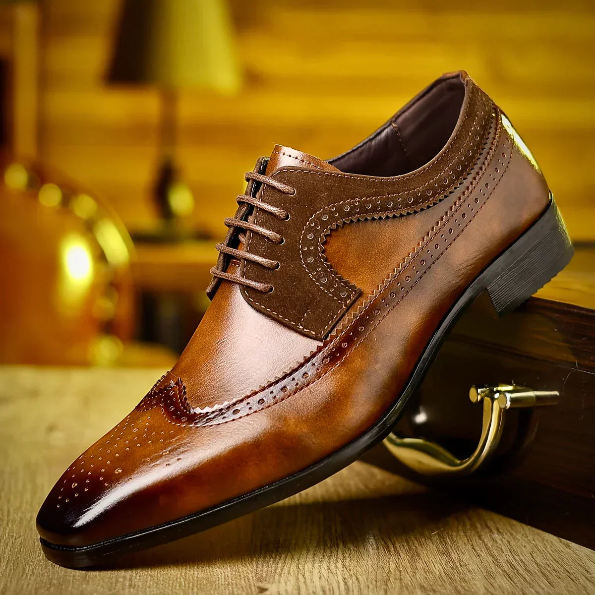 Men's Genuine Dress Shoes - Premium Black Formal Footwear, Elegant Design