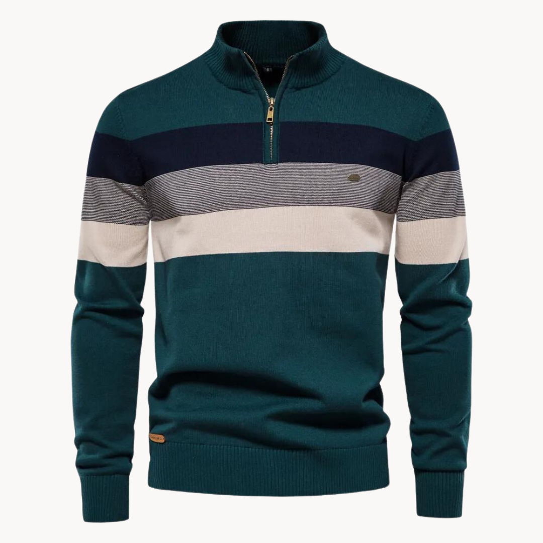 Men's Quarter-Zip Sweater - Heritage Knitted Sweater with Zipper Collar