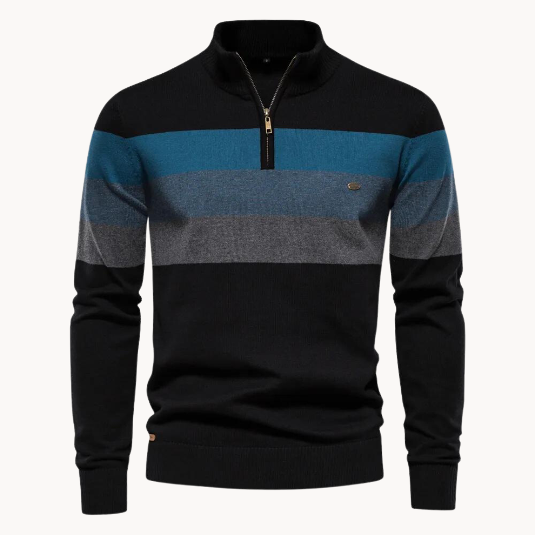 Men's Quarter-Zip Sweater - Heritage Knitted Sweater with Zipper Collar