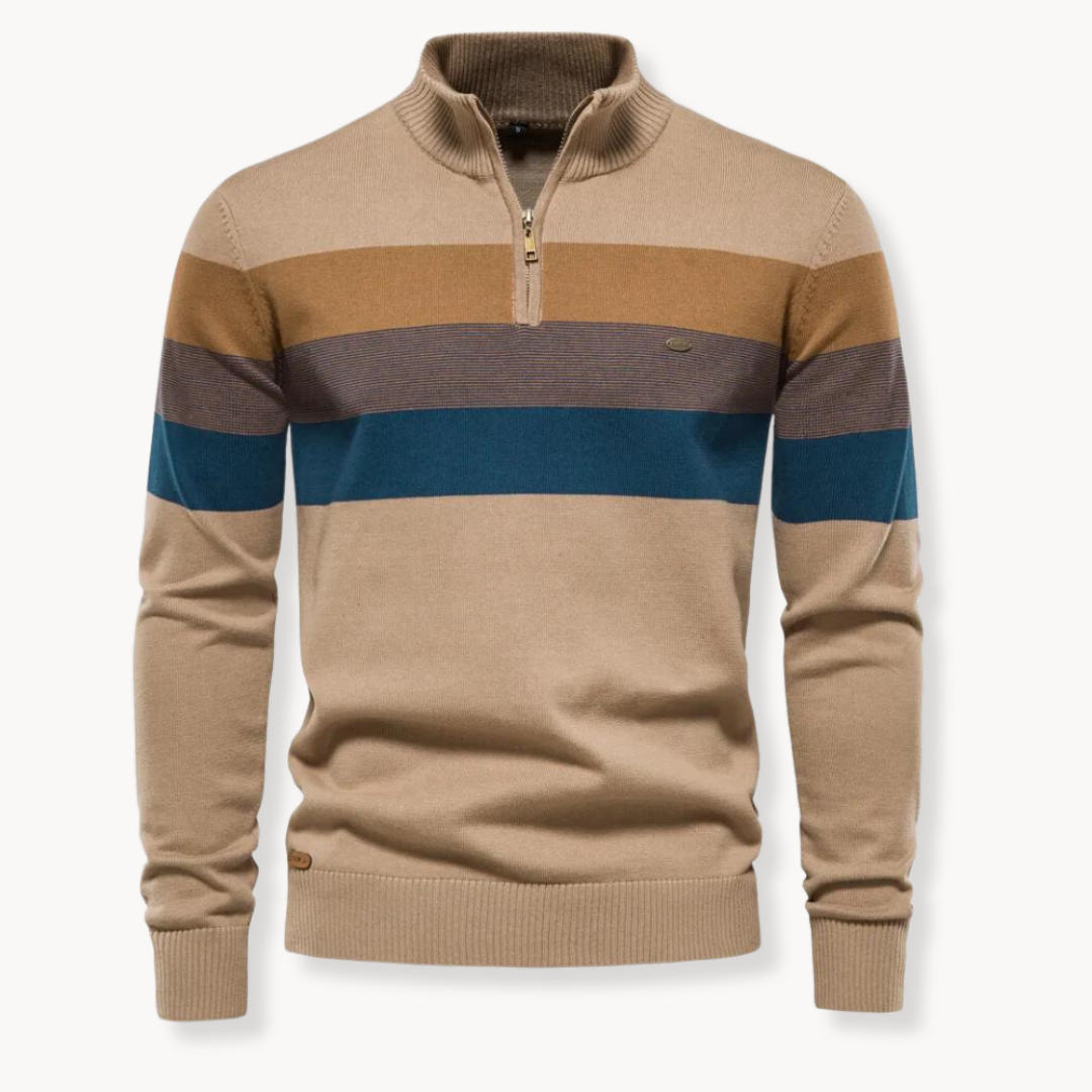 Men's Quarter-Zip Sweater - Heritage Knitted Sweater with Zipper Collar