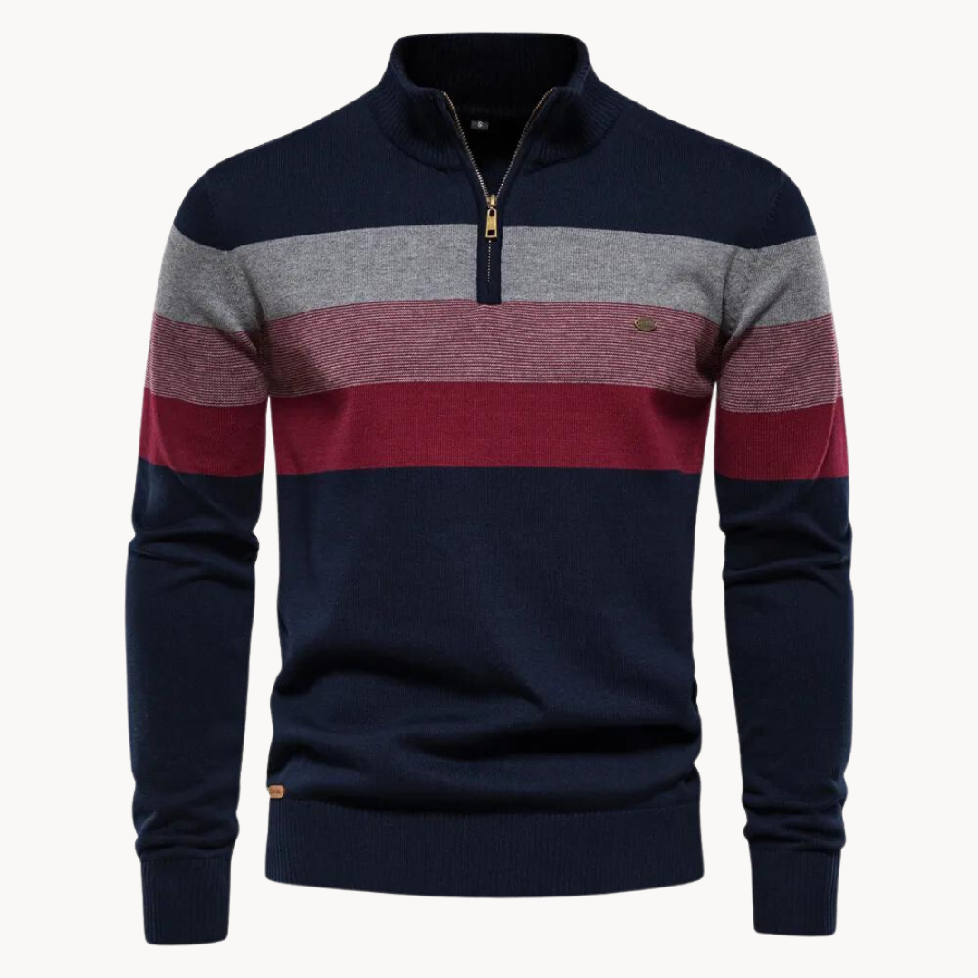 Men's Quarter-Zip Sweater - Heritage Knitted Sweater with Zipper Collar