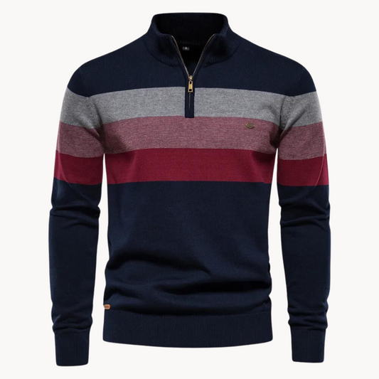 Men's Quarter-Zip Sweater - Heritage Knitted Sweater with Zipper Collar