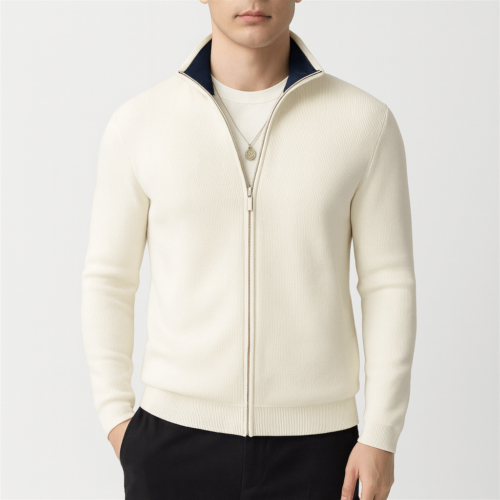 Mason Cozy Knitted Zip Sweater - Men's Soft Full-Zip Edition