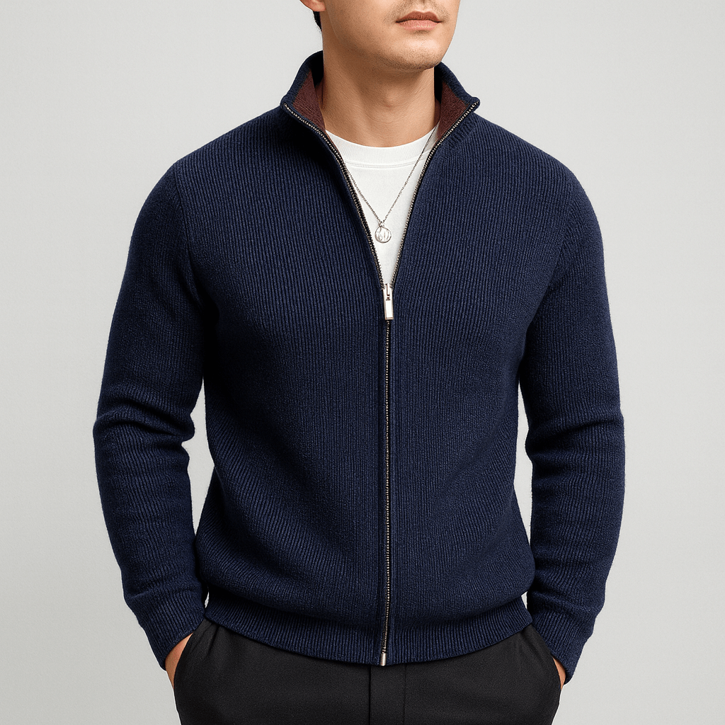 Mason Cozy Knitted Zip Sweater - Men's Soft Full-Zip Edition