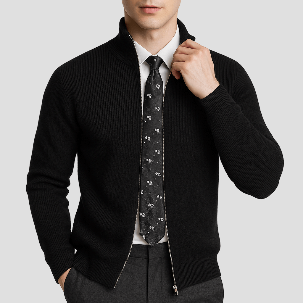 Mason Cozy Knitted Zip Sweater - Men's Soft Full-Zip Edition