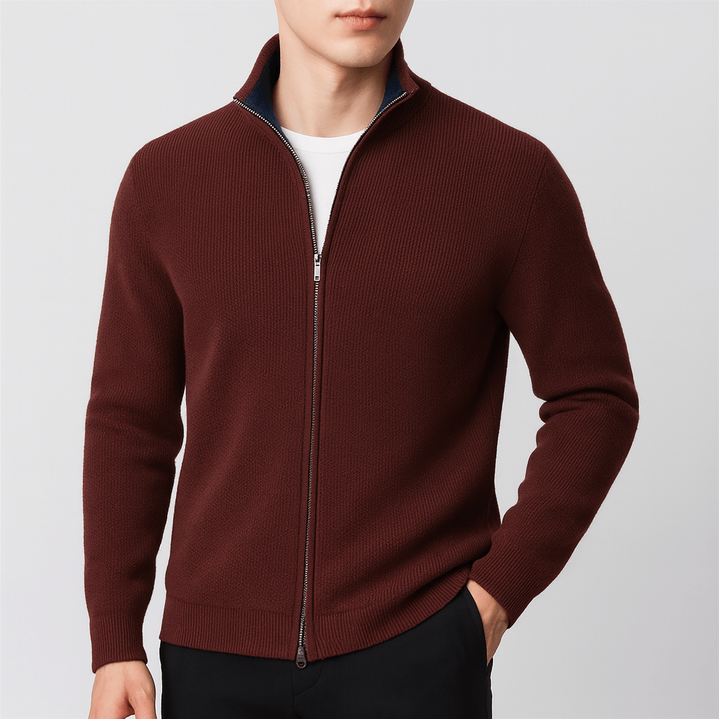 Mason Cozy Knitted Zip Sweater - Men's Soft Full-Zip Edition