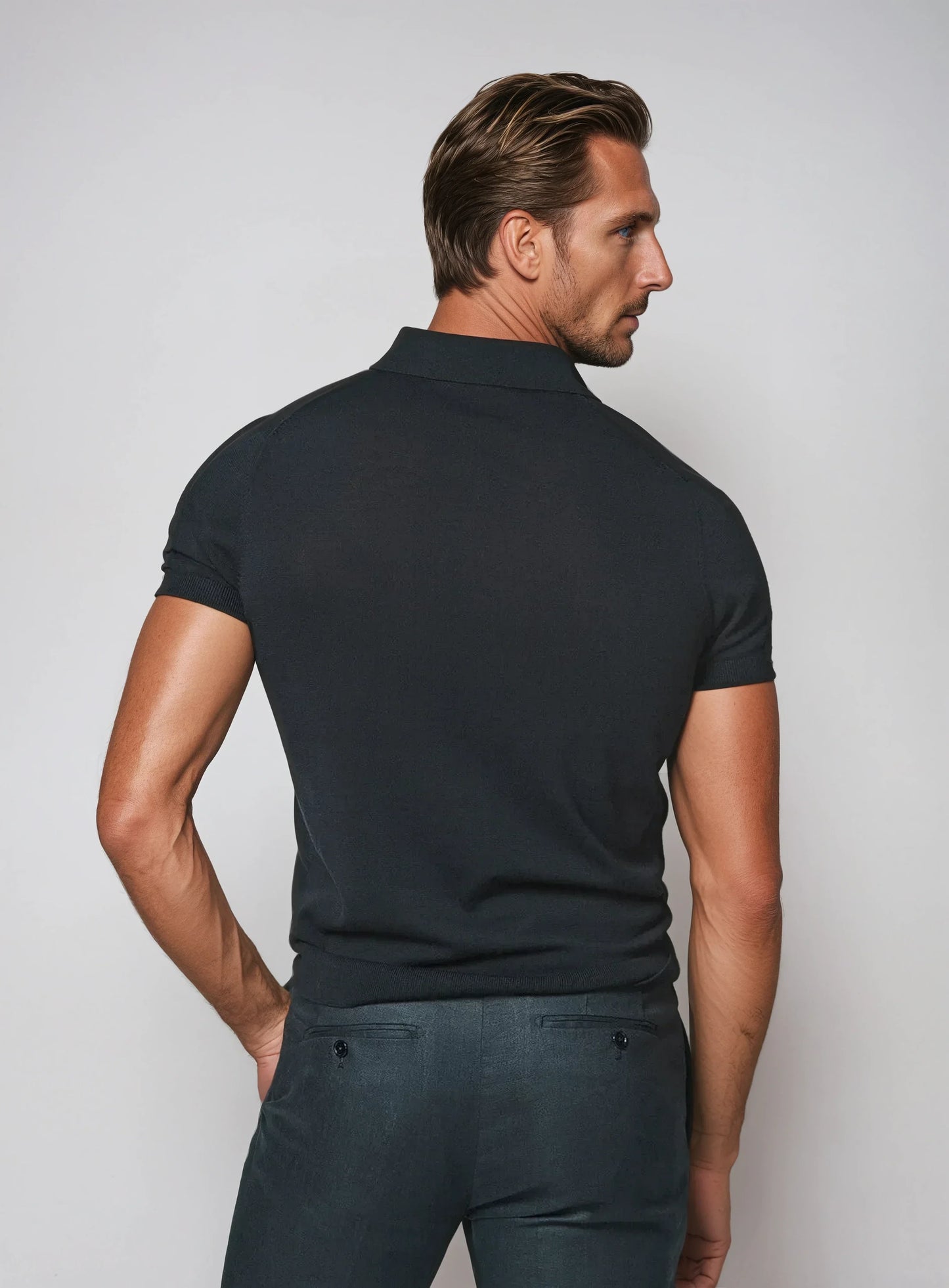 Polo Men Organic Without Buttons - Navy Blue