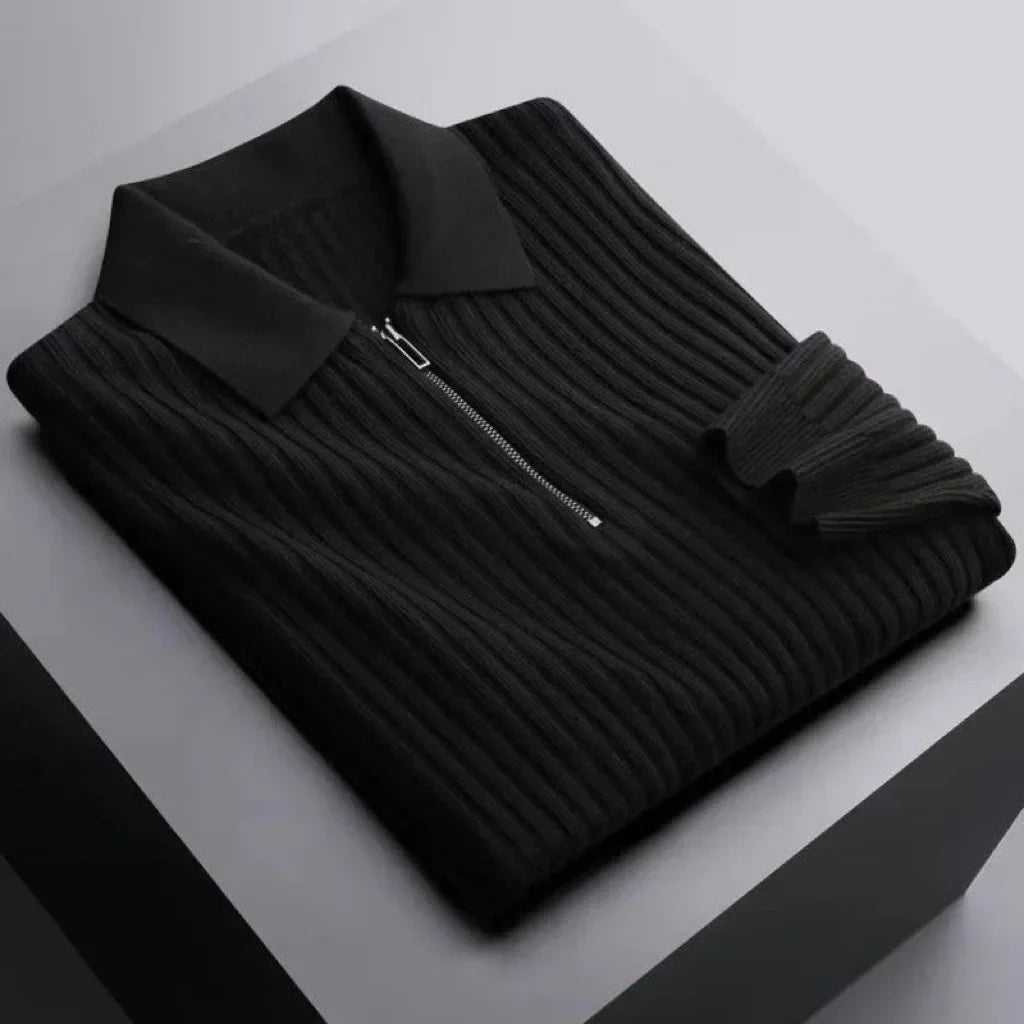 Giovanni Men's Knit Half Zip Polo Sweater - Quarter Zip Edition