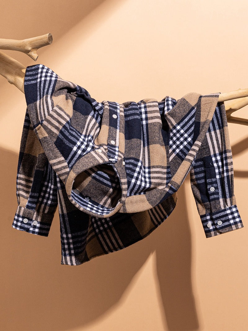 The Contemporary Gentleman's Flannel Pattern Button Blouse