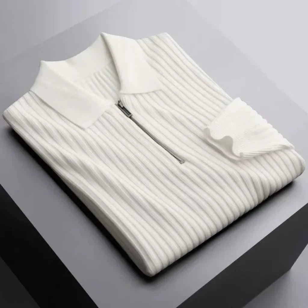 Giovanni Men's Knit Half Zip Polo Sweater - Quarter Zip Edition