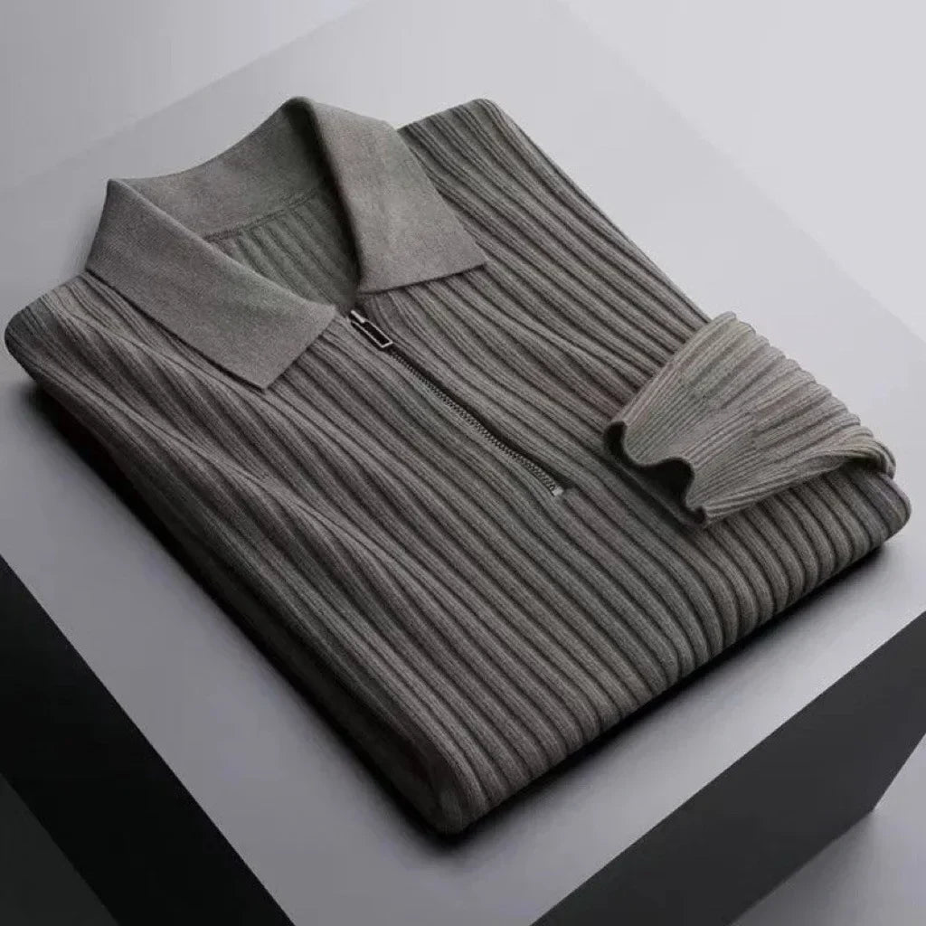 Giovanni Men's Knit Half Zip Polo Sweater - Quarter Zip Edition