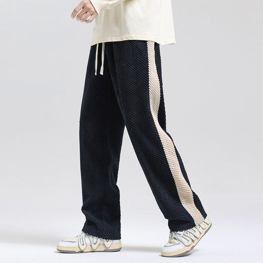 Men's Wide-Leg Stripe Pants - Loose Fit Edition