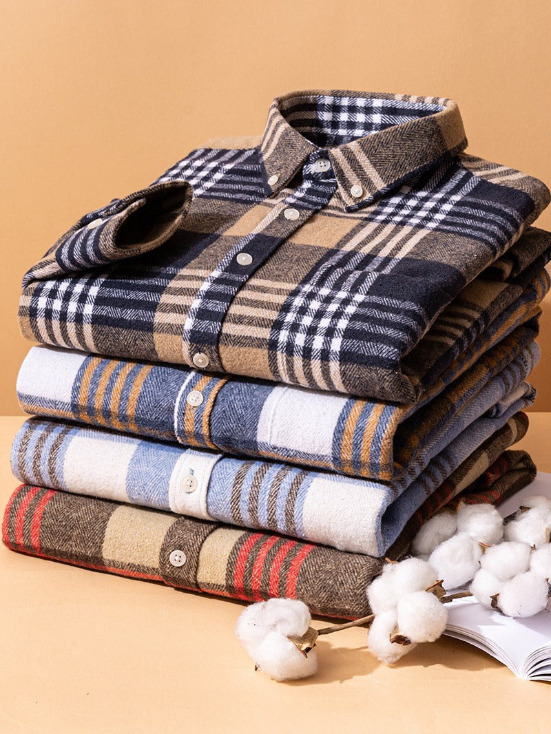 The Contemporary Gentleman's Flannel Pattern Button Blouse