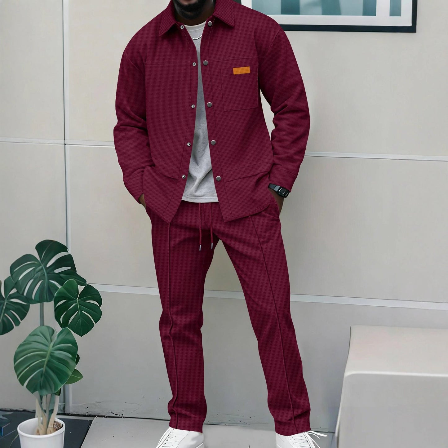 Men's Korean-Style Bomber Set - Button Jacket Edition