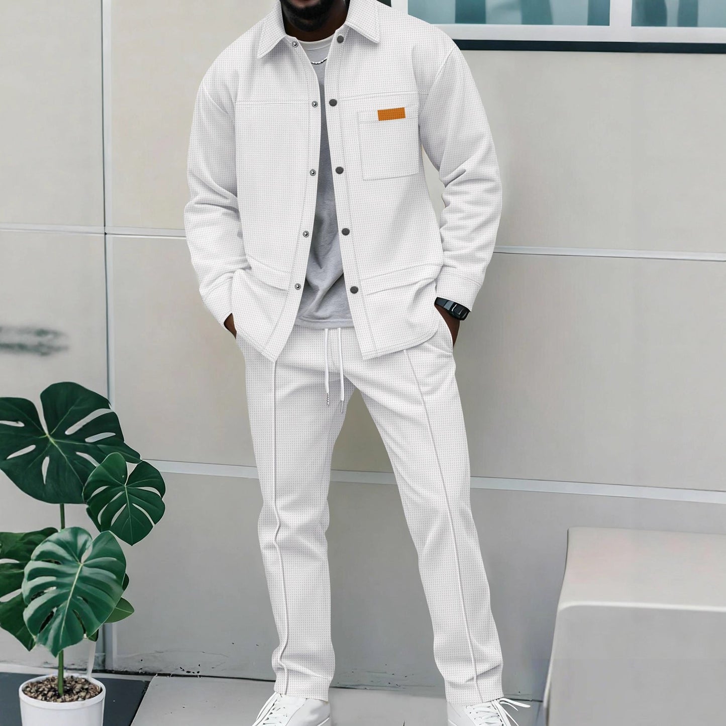 Men's Korean-Style Bomber Set - Button Jacket Edition