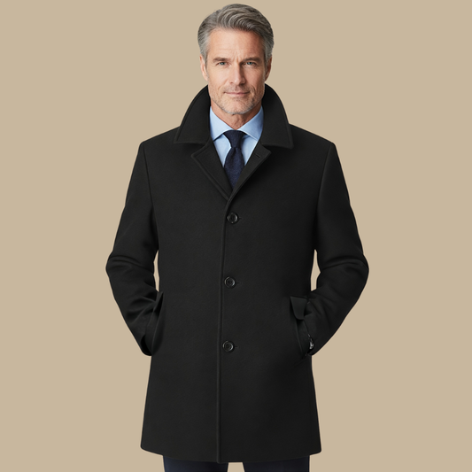Men's Black Light Business Mid-Length Trench Coat for Autumn and Winter - British Edition