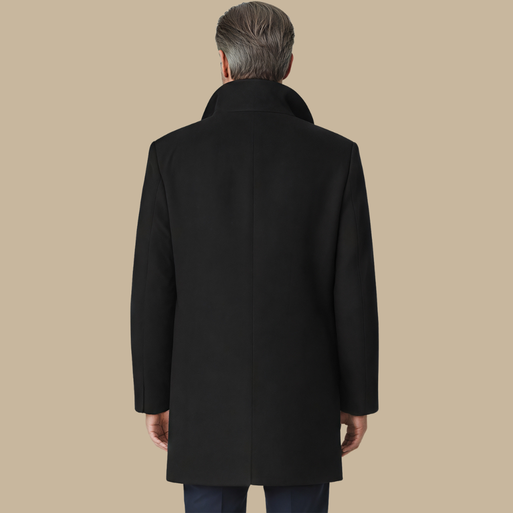 Men's Black Light Business Mid-Length Trench Coat for Autumn and Winter - British Edition