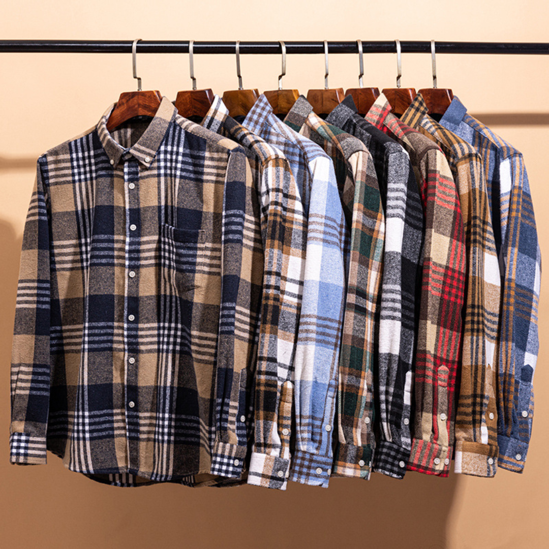 The Contemporary Gentleman's Flannel Pattern Button Blouse