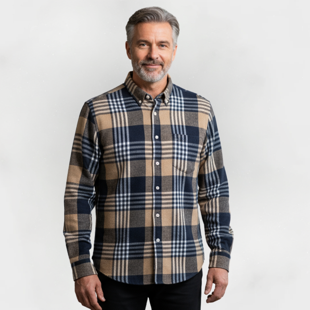 The Contemporary Gentleman's Flannel Pattern Button Blouse